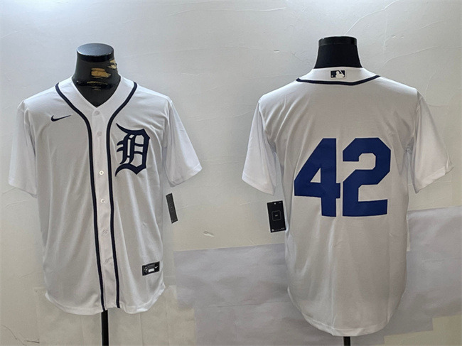 Men's Detroit Tigers #42 Jackie Robinson White Cool Base Stitched Baseball Jersey Men's Detroit Tigers #42 Jackie Robinson White Cool Base Stitched Baseball Jersey